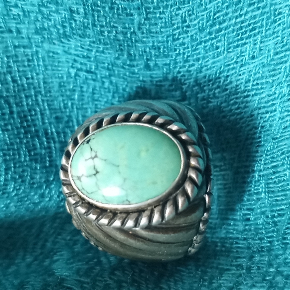 Carolyn Pollack Turquoise Cabochon Ring signed CP Sterling Marked 925 Size 7